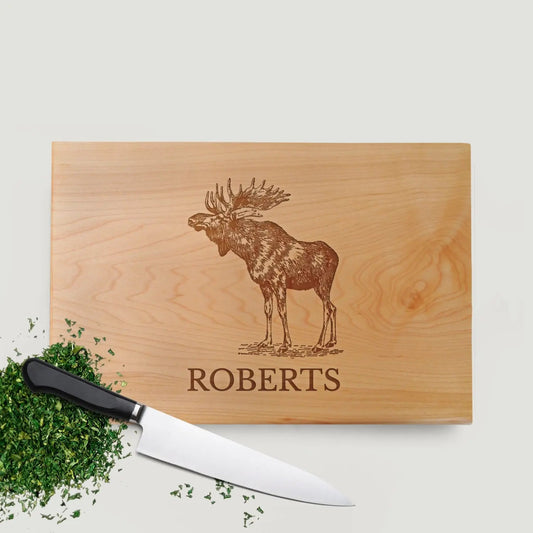 Moose Cutting Board Walnut or Maple Joyful Moose