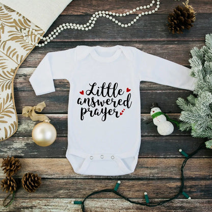 New baby going home outfit, Baby Shower Gift, little answered prayer bodysuit, Pregnancy Reveal Idea, Pregnancy Announcement Joyful Moose