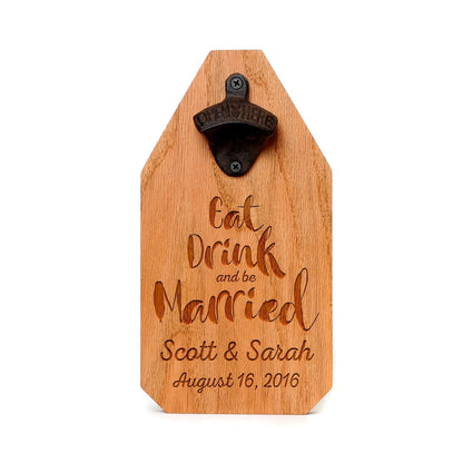 Wedding Gift Personalized Sign Wood Bottle Opener Joyful Moose