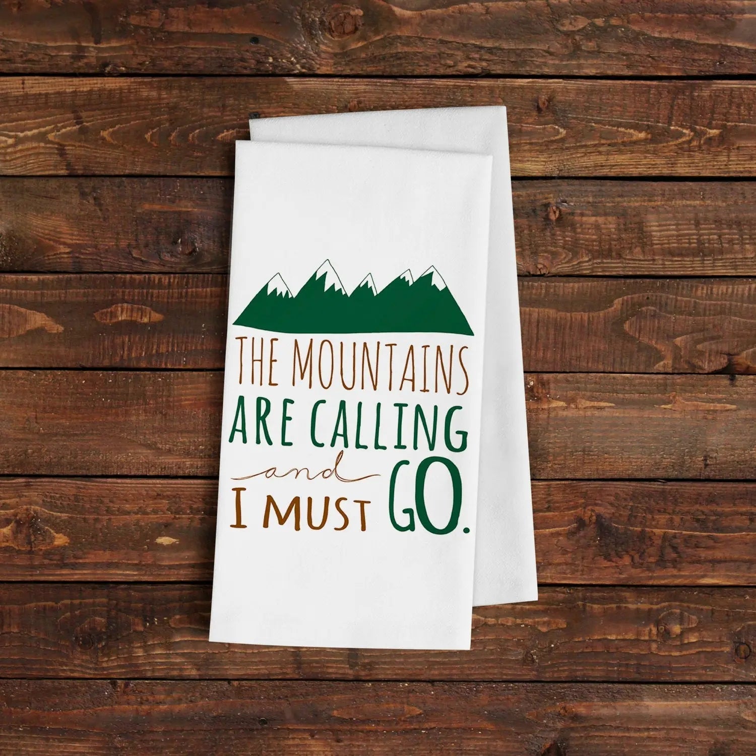The Mountains are Calling & I Must Go Kitchen Towel - Lodge Cabin Decor Housewarming Hostess Gift Joyful Moose