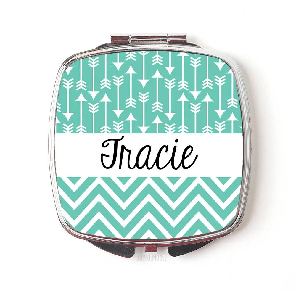Custom Bridesmaids Gifts,  Personalized Bridesmaids Gifts Compact Mirror, Aqua Mint Wedding, best friend gift Joyful Moose