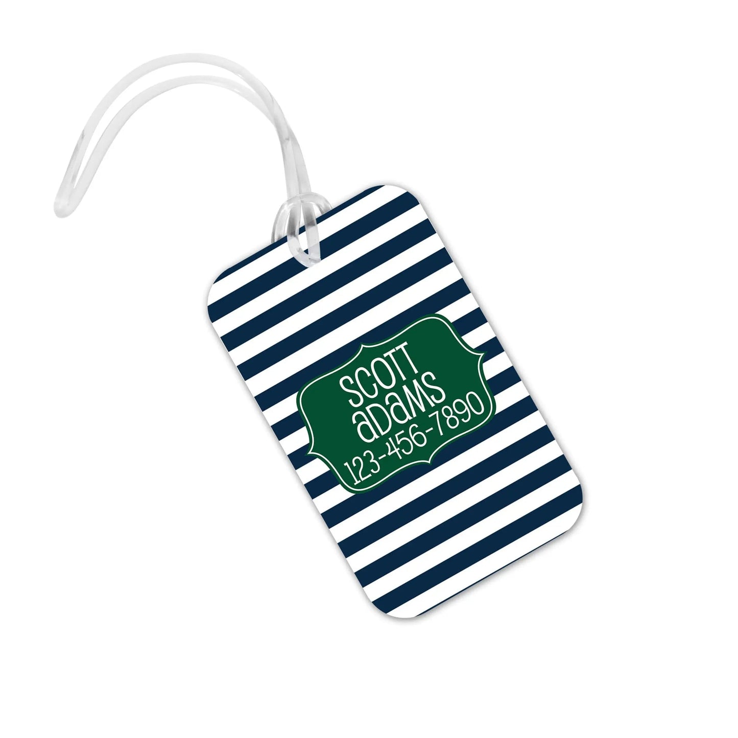 Custom Bag Tag - Backpack Name Tag - Personalized Back to School Green Navy Joyful Moose