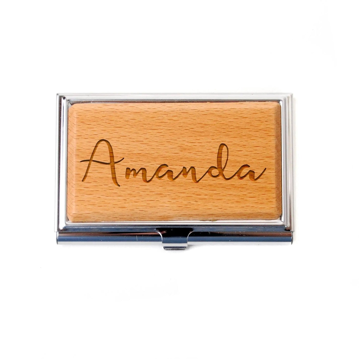 Personalized Business Card Holder - Corporate Gift Idea - Personalized Bamboo Wood Business Card Holder - Office Gift Joyful Moose