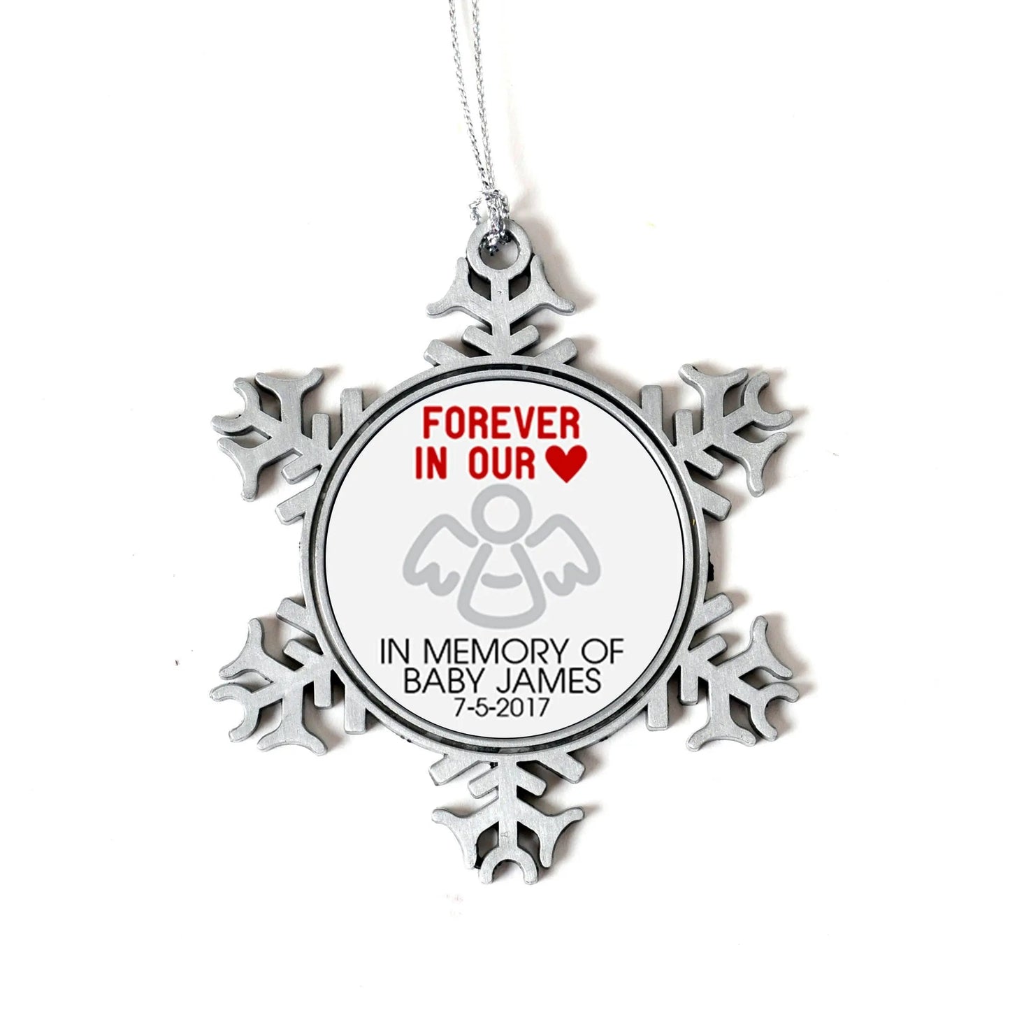 Pregnancy Loss Christmas Ornament - Miscarriage Memorial Gift Christmas Ornament - Snowflake Silver Ornament Joyful Moose
