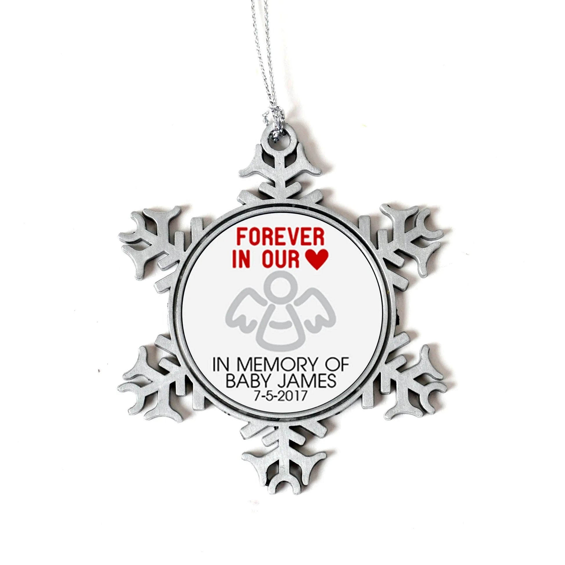 Pregnancy Loss Christmas Ornament - Miscarriage Memorial Gift Christmas Ornament - Snowflake Silver Ornament Joyful Moose