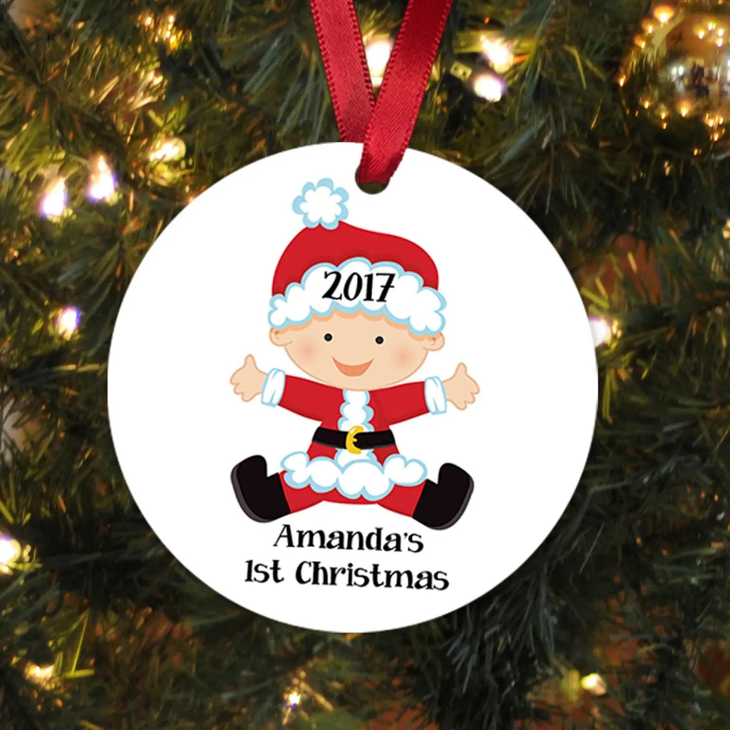 Baby's First Christmas Ornament Baby Shower Personalized Gift Joyful Moose