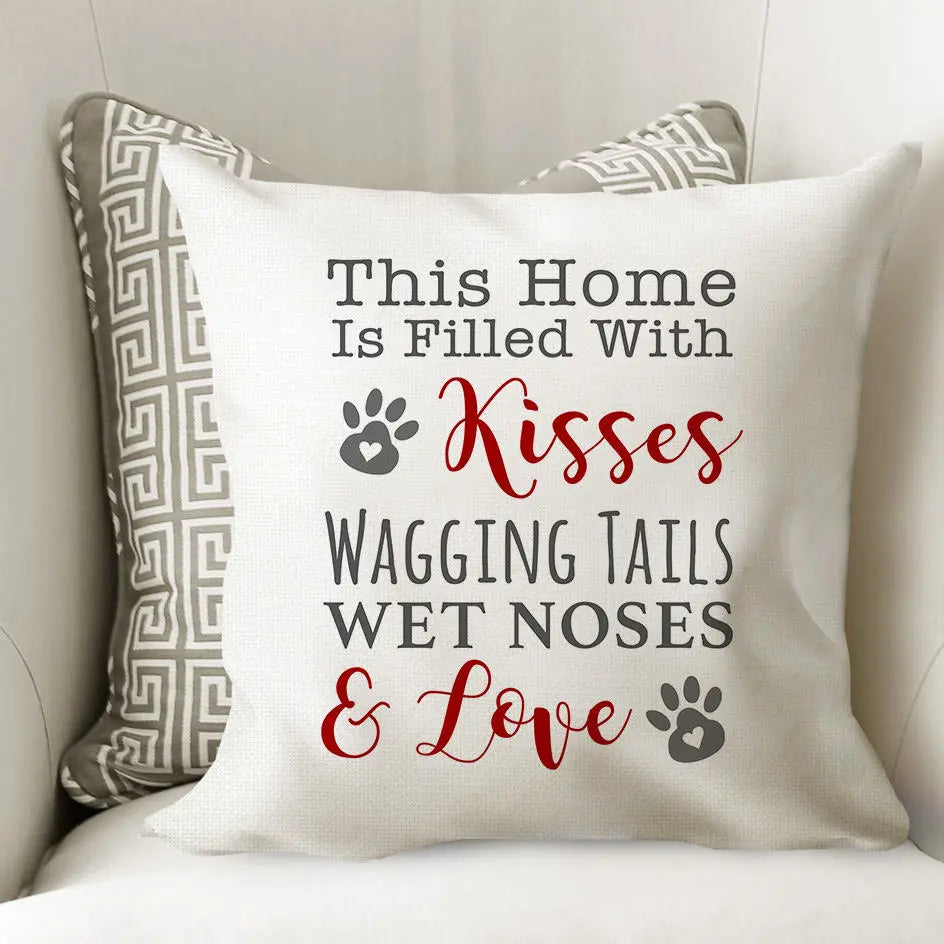 Dog House Decor | Dog Pillow Cover - Cozy Throw Pillow with Paw Print Design Joyful Moose