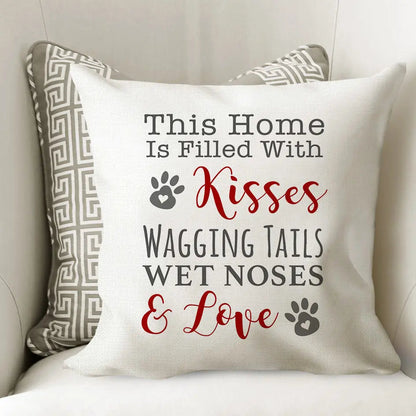 Dog House Decor | Dog Pillow Cover - Cozy Throw Pillow with Paw Print Design Joyful Moose