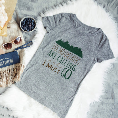 Hiking Tshirt, The Mountains are Calling and I must Go Shirt, camping shirt, graphic tshirt Joyful Moose