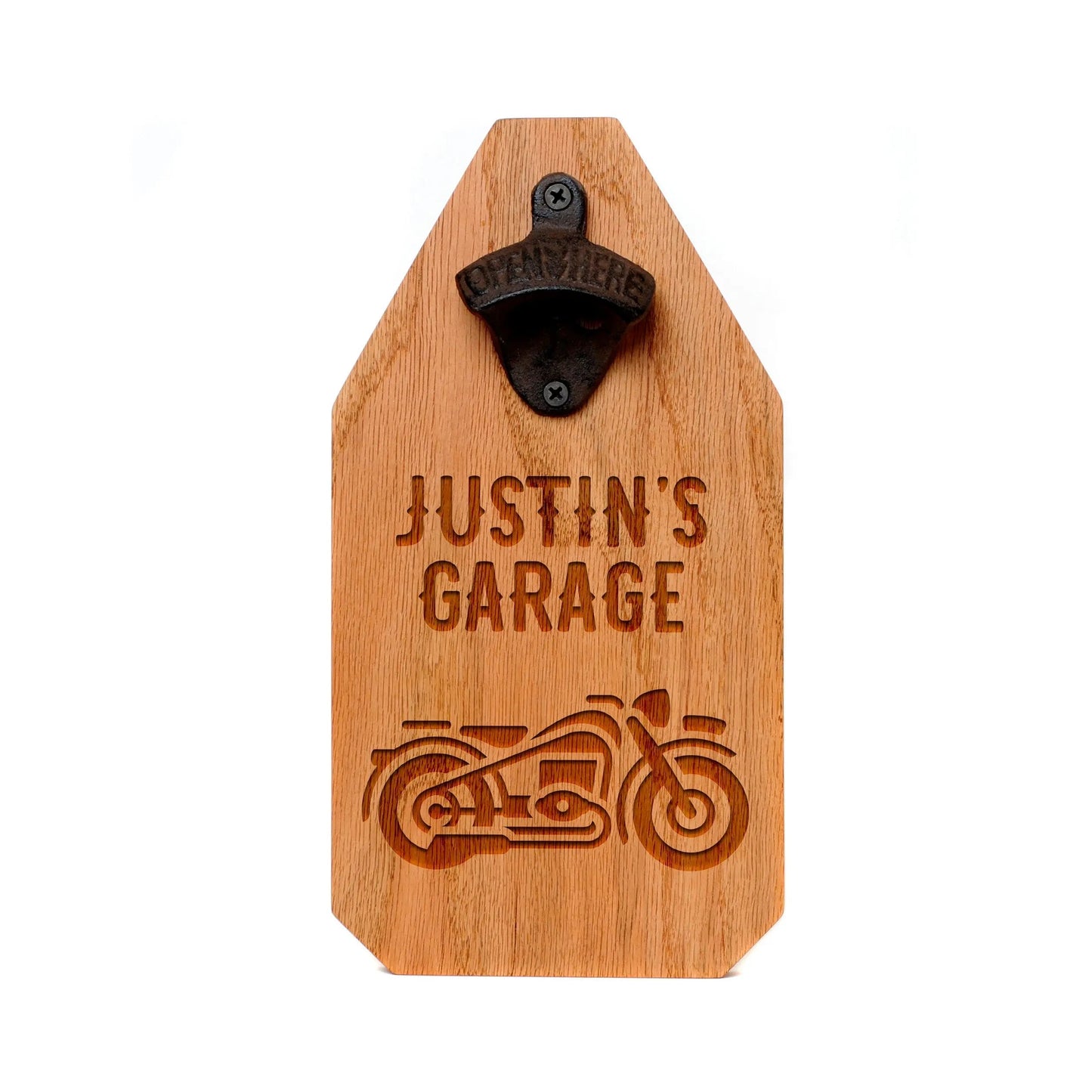 Personalized Motorcycle Wood Sign - Motorcycle Gift for him - Rustic Beer Bottle Opener Joyful Moose