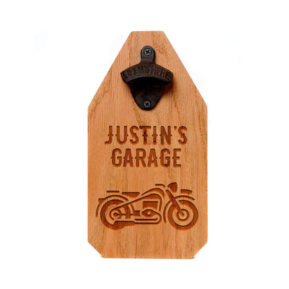 Personalized Motorcycle Wood Sign - Motorcycle Gift for him - Rustic Beer Bottle Opener Joyful Moose