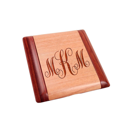 Wood Monogram Pocket Mirror, Bridesmaid Gift, Personalized Wood Compact Mirror, personalized mirror, hand mirror, purse mirror Joyful Moose