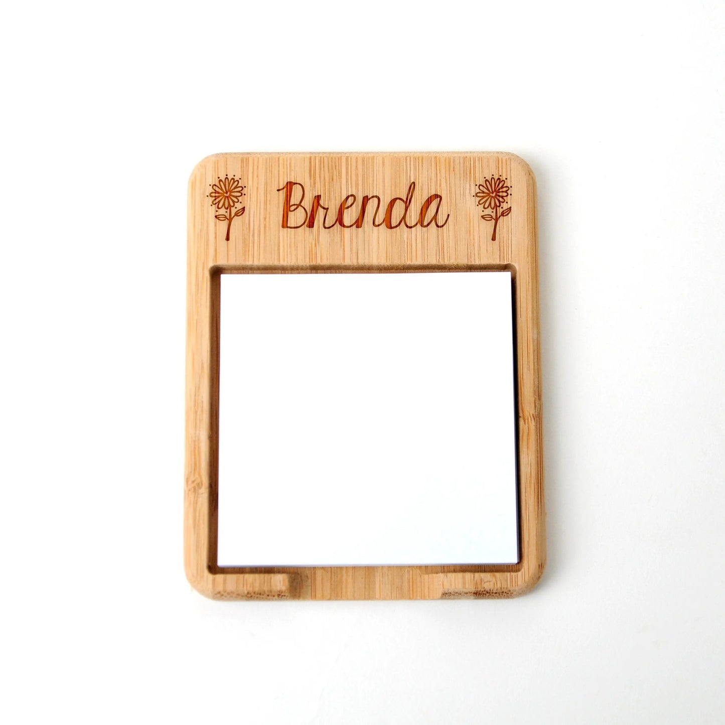 Personalized Floral or Pineapple Bamboo Wood Sticky Note Holder, Custom Teacher Gift Joyful Moose