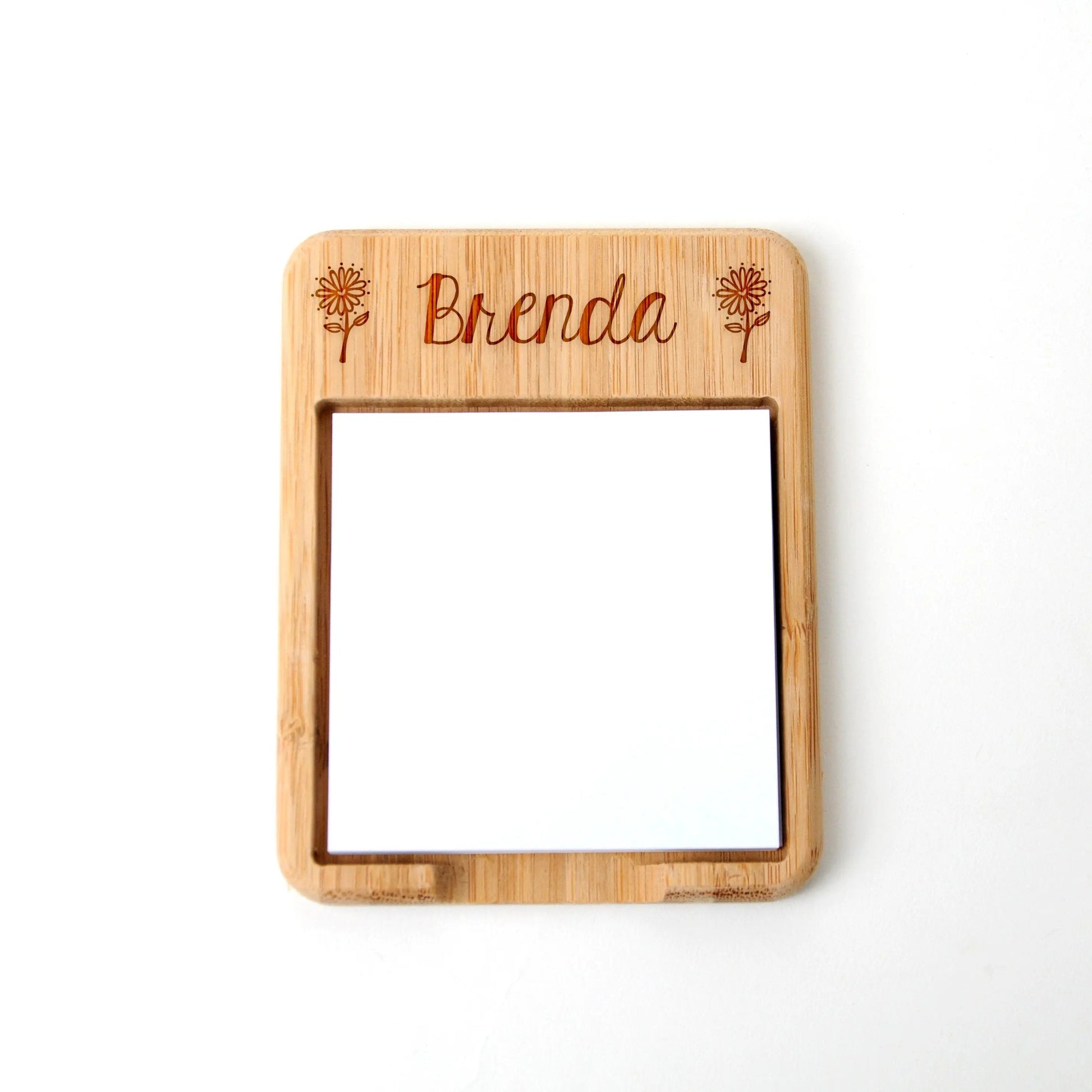 Personalized Floral or Pineapple Bamboo Wood Sticky Note Holder, Custom Teacher Gift Joyful Moose