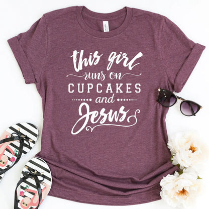 Christian Women's T-Shirt - Cupcakes and Jesus Shirt | Soft Bella Canvas Tee Joyful Moose