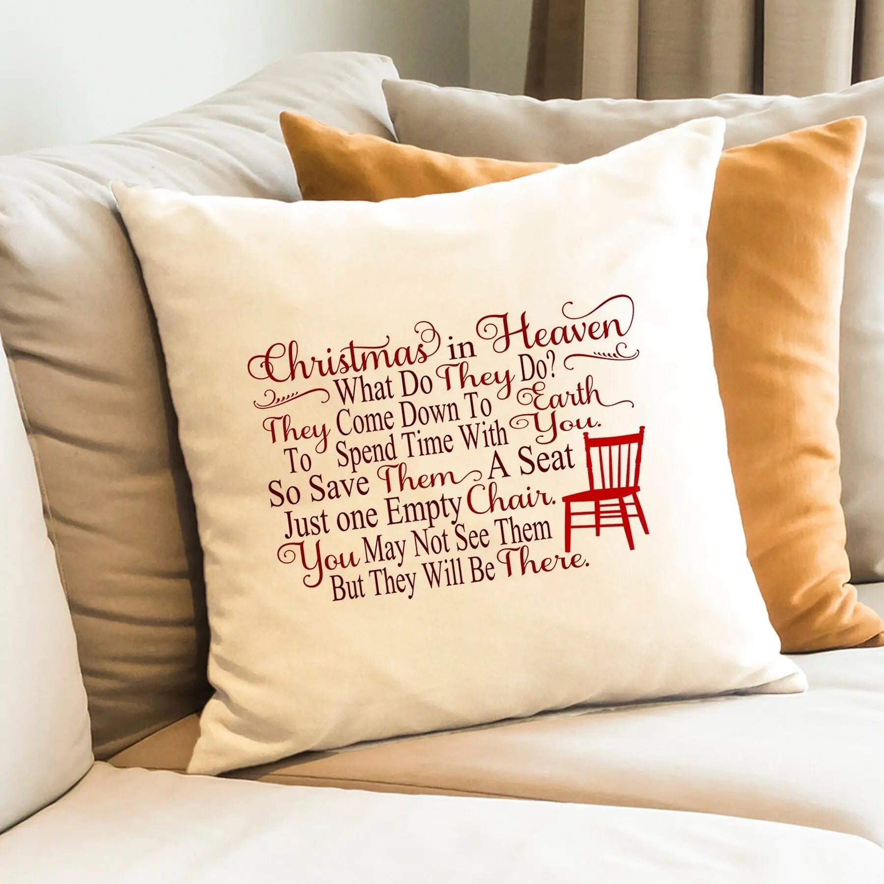 Memorial Pillow - Christmas in Heaven - Memorial Gift - Christmas In Loving Memory of Joyful Moose