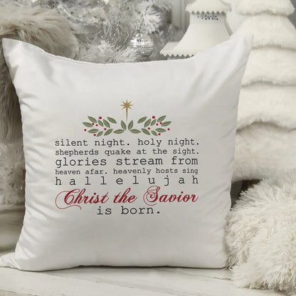 Silent Night Christmas Pillow - Hallelujah Christ the Savior is Born Christmas Decor Joyful Moose