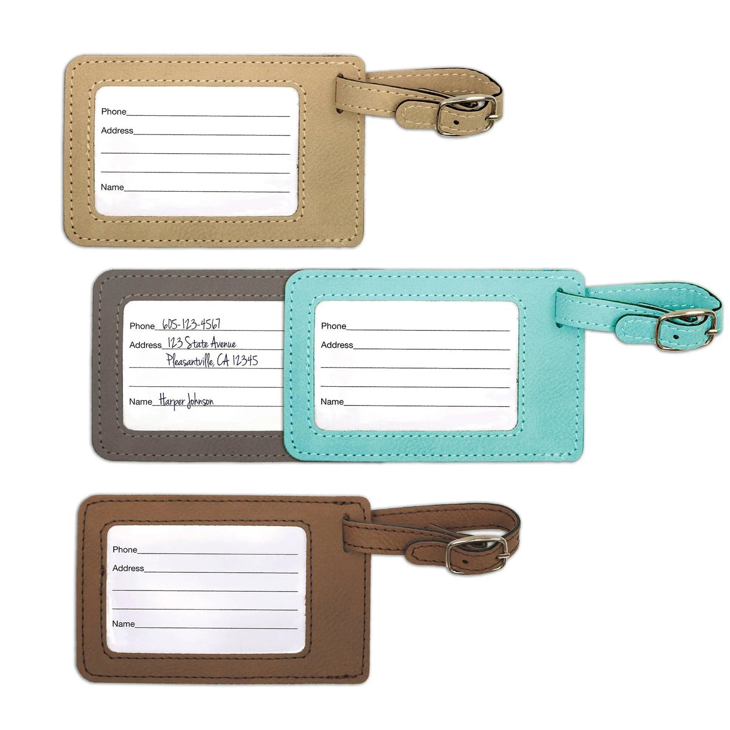 Personalized Luggage Tag - Custom Engraved Leather Travel ID Tag Gift Joyful Moose