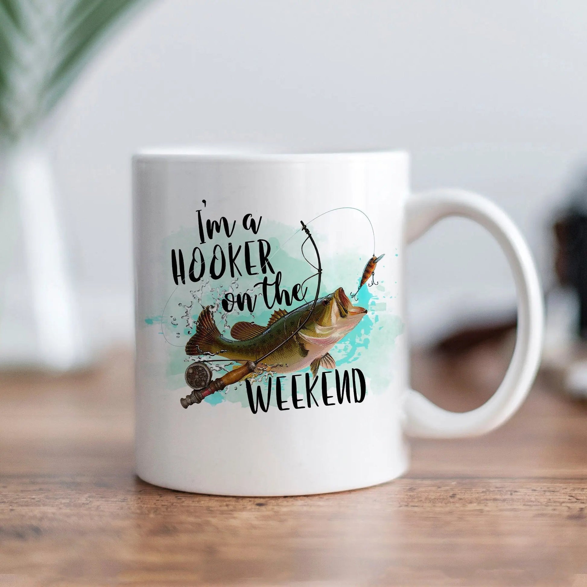 Fishing Birthday Gift for Men or Women - I'm a Hooker on the weekend Fish Coffee Mug Joyful Moose