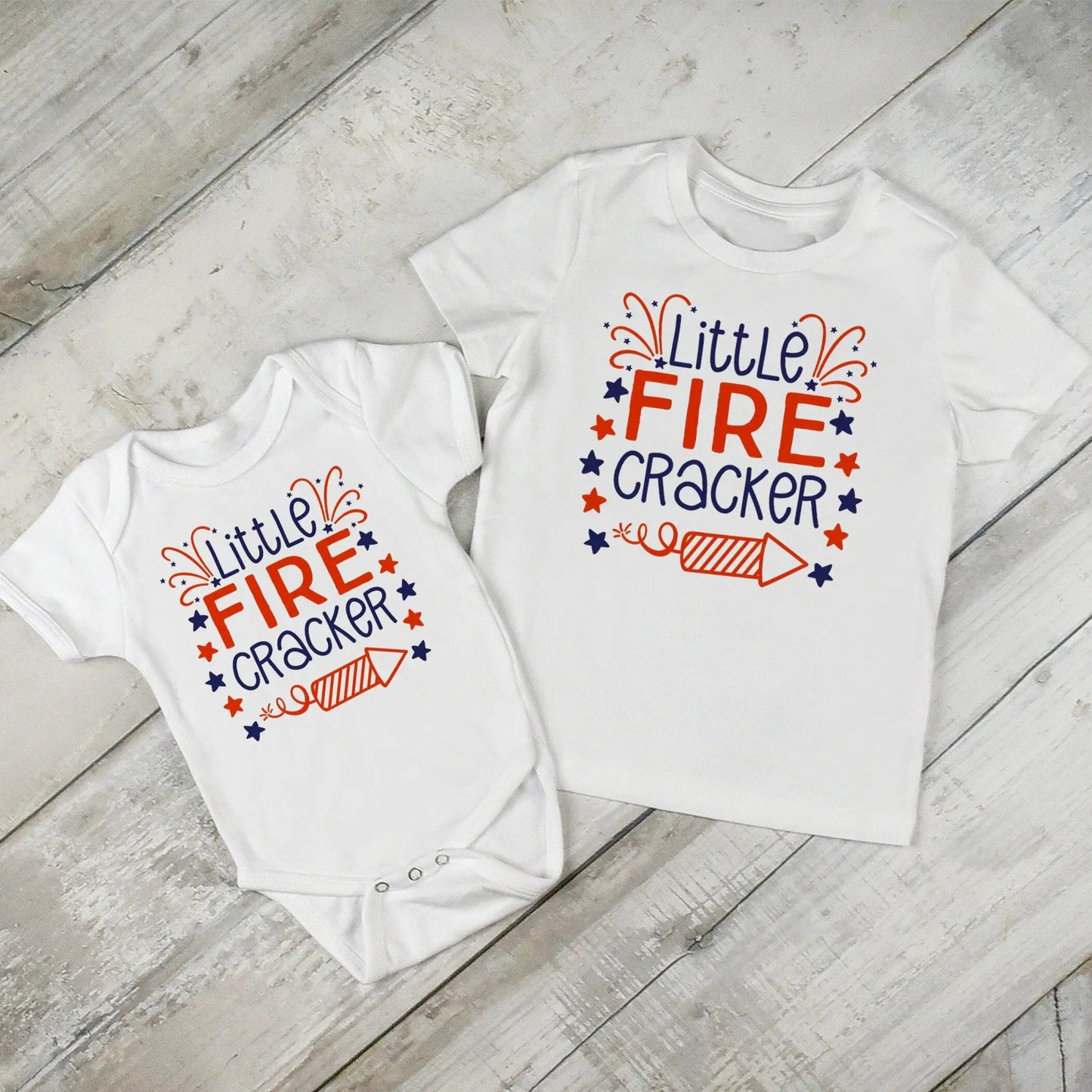 4th July Baby Outfit - Little Fire Cracker Red White & Blue Bodysuit Joyful Moose