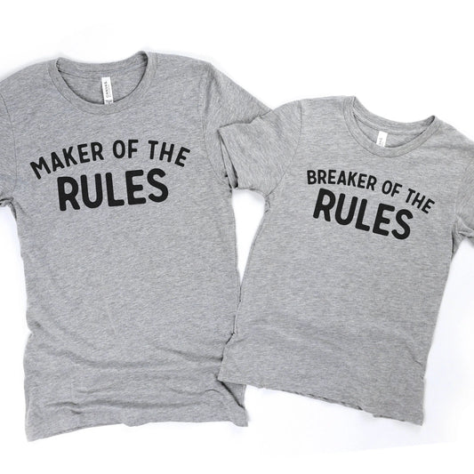 Family Shirts - Matching Family Tshirts - Maker or Breaker of the Rules - Mom Dad Kids Funny Tees Joyful Moose