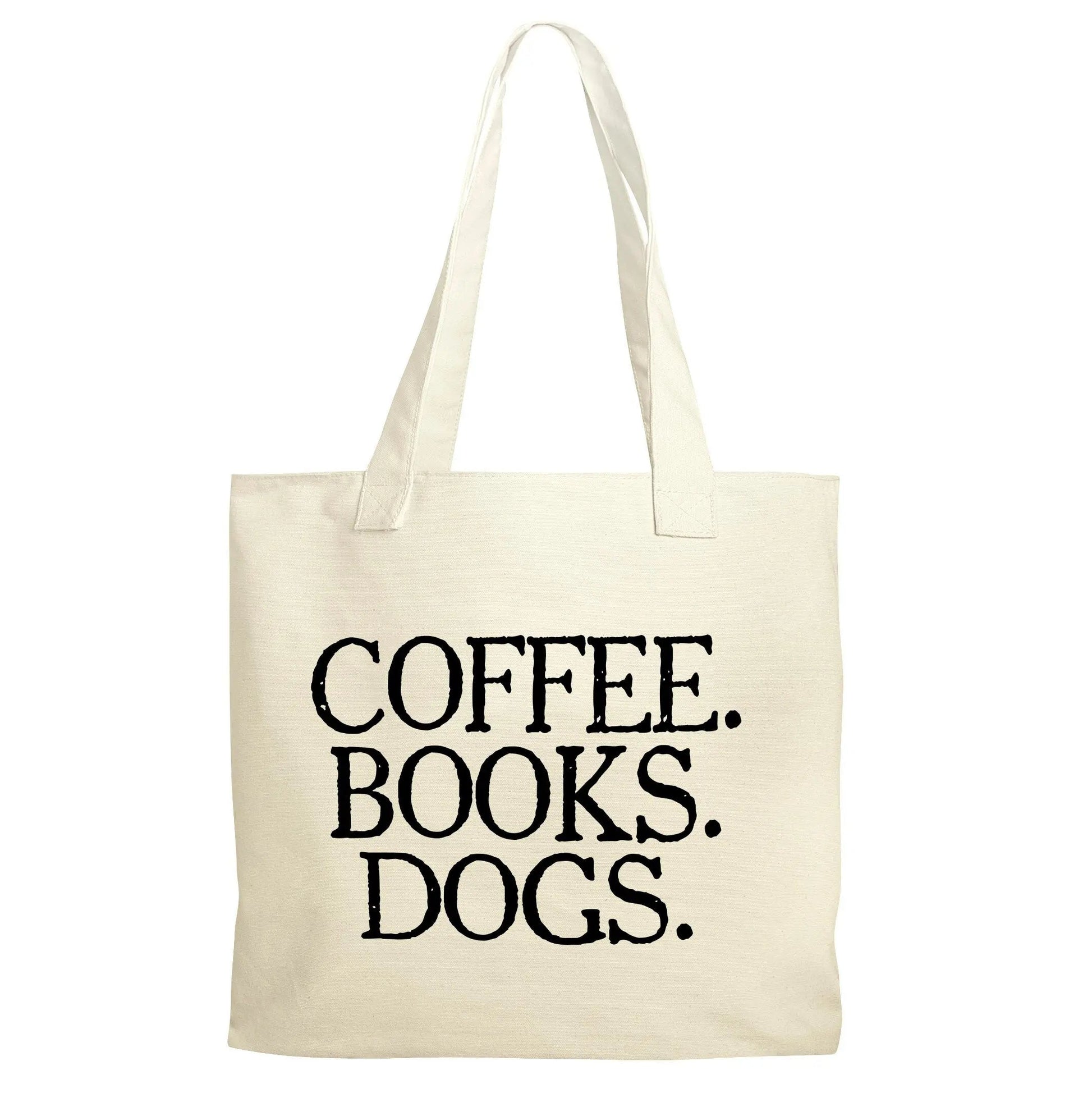 Grocery Bag - Coffee Books Dogs Canvas Tote Bag - Reusable Cotton Shopping Market Bag Joyful Moose