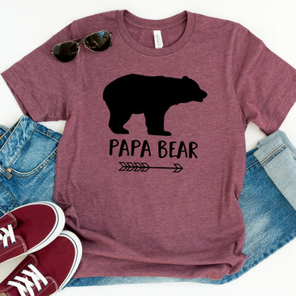 Papa Bear Shirt - Gray Mens Tee - Papa Bear Tshirt for Father's Day Joyful Moose