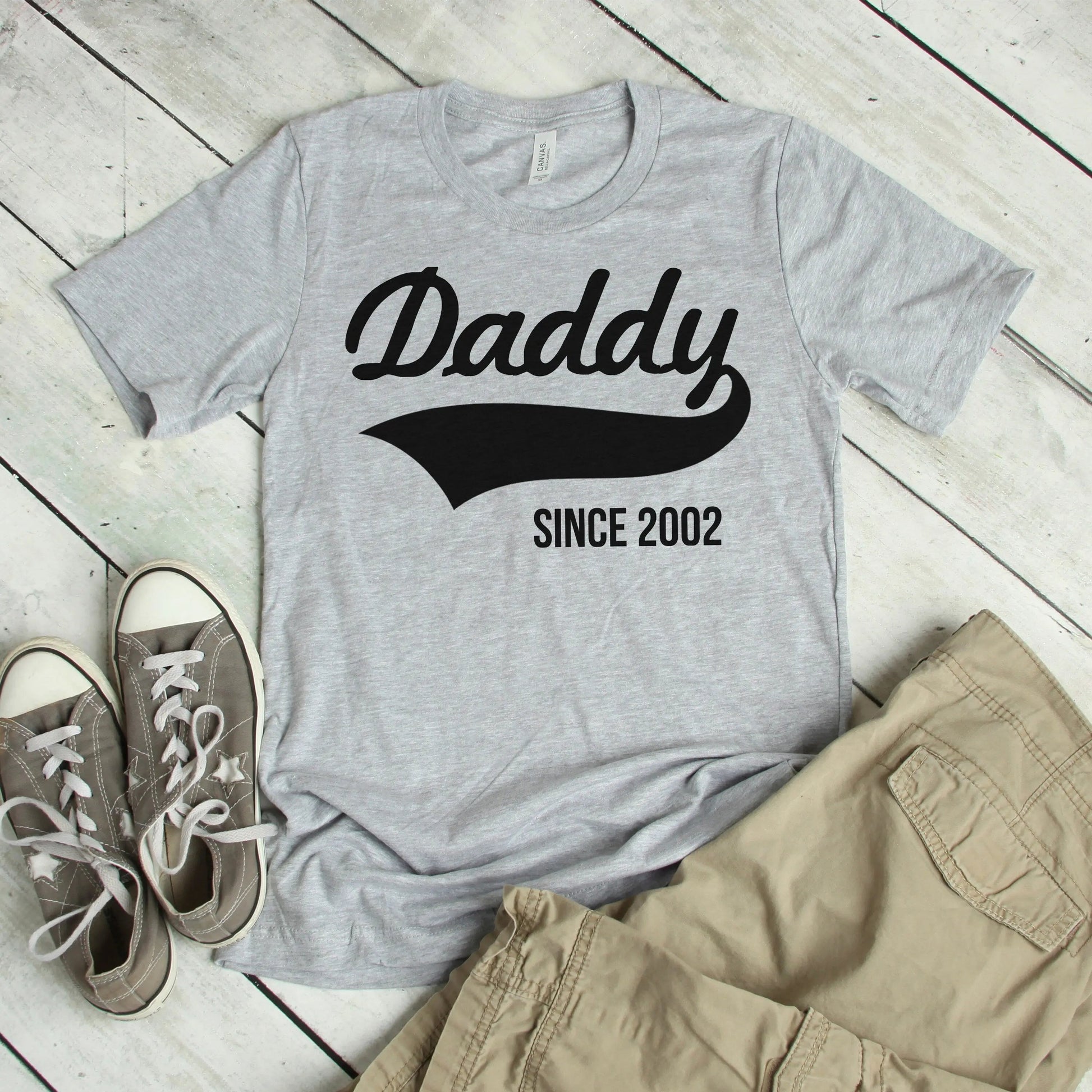 Gift for Dad - Black Tshirt Daddy Since Personalized Tee - New Dad Gift for Fathers Joyful Moose