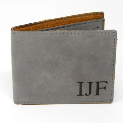 Groomsmen Gifts - Monogram Leather Wallet -  Personalized Mens Wallet Gift for Groomsman Joyful Moose