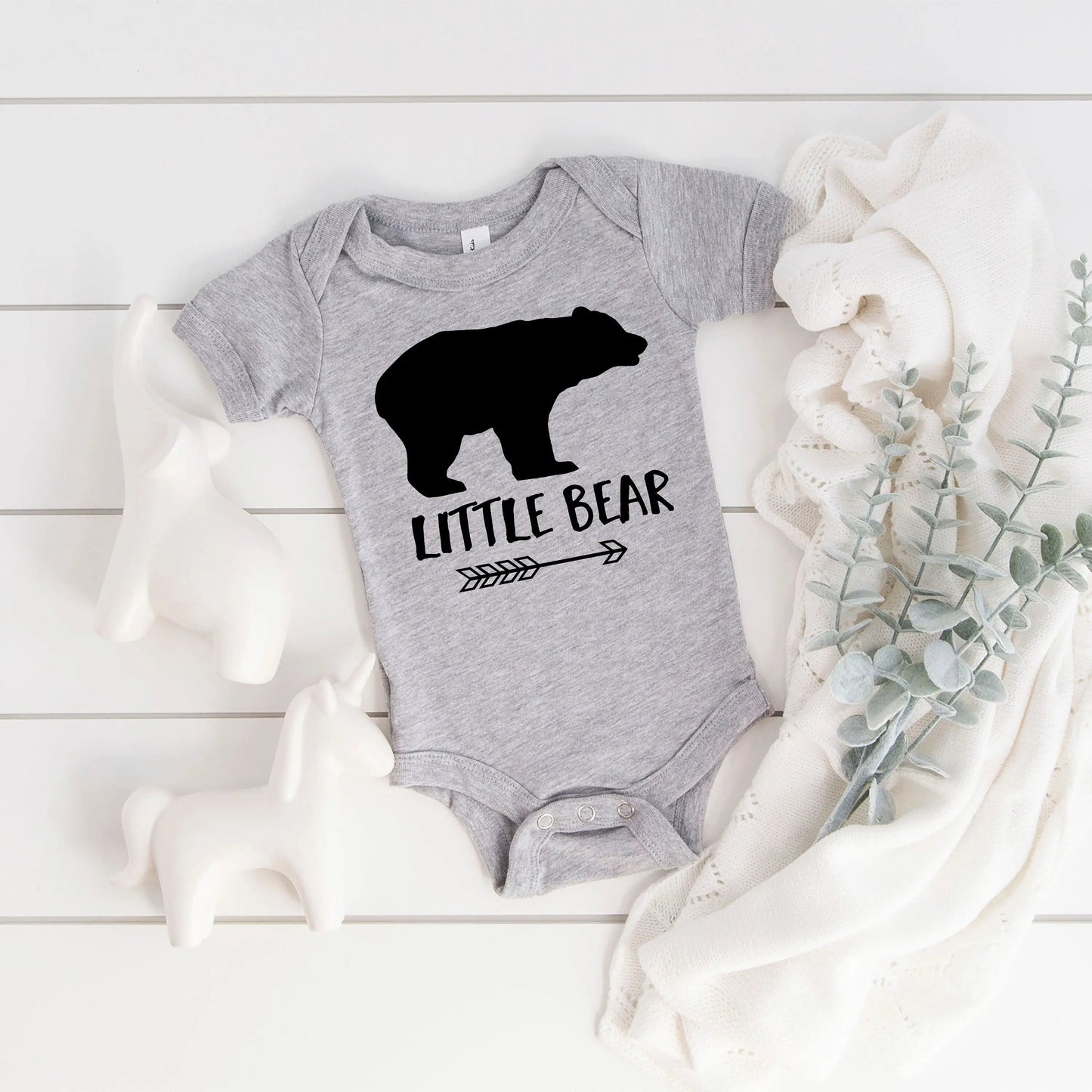Little Bear Gray Bodysuit - Little Brother One Piece - Little Sister Gray Creeper Joyful Moose