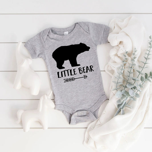 Little Bear Gray Bodysuit - Little Brother One Piece - Little Sister Gray Creeper Joyful Moose