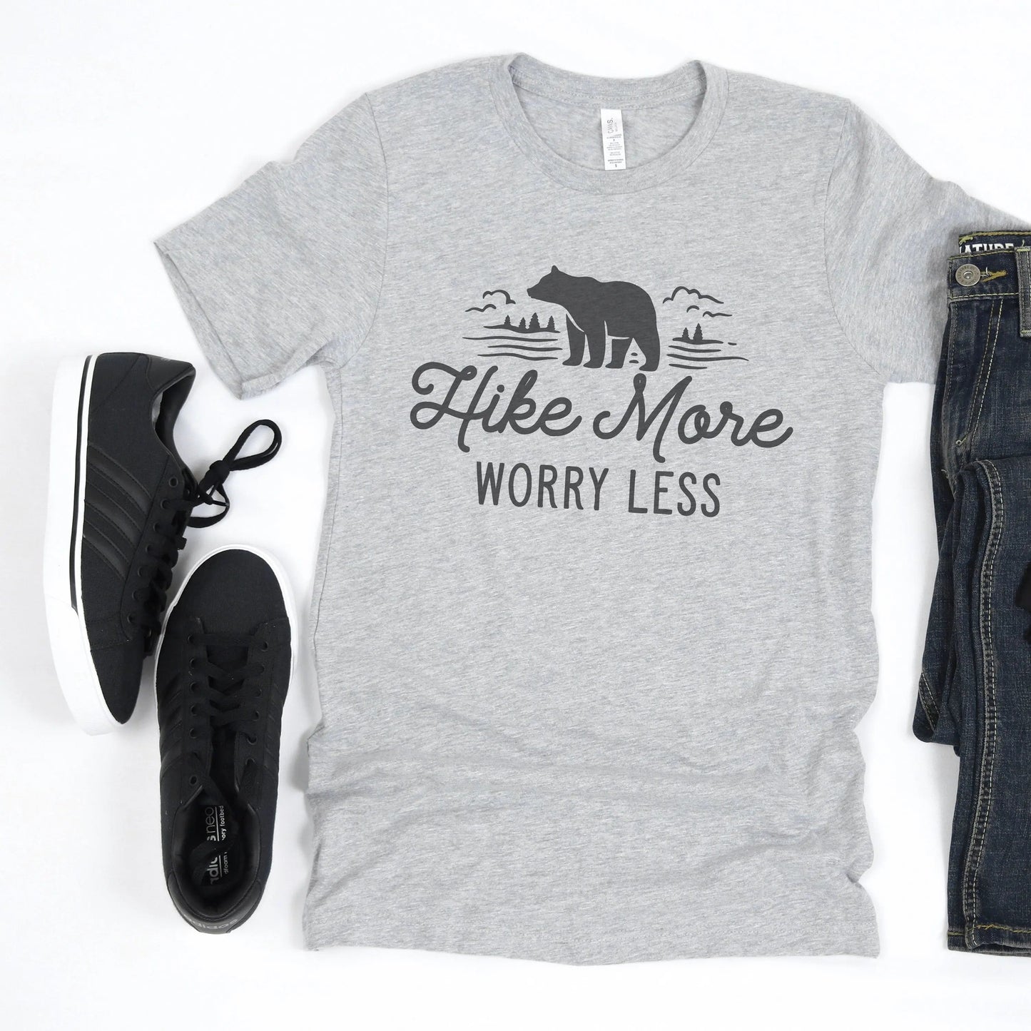 Hike More, Worry Less T-shirt, Hiking Gift, Adventure, Travel, Outdoors Shirt, Camping Tshirt Joyful Moose