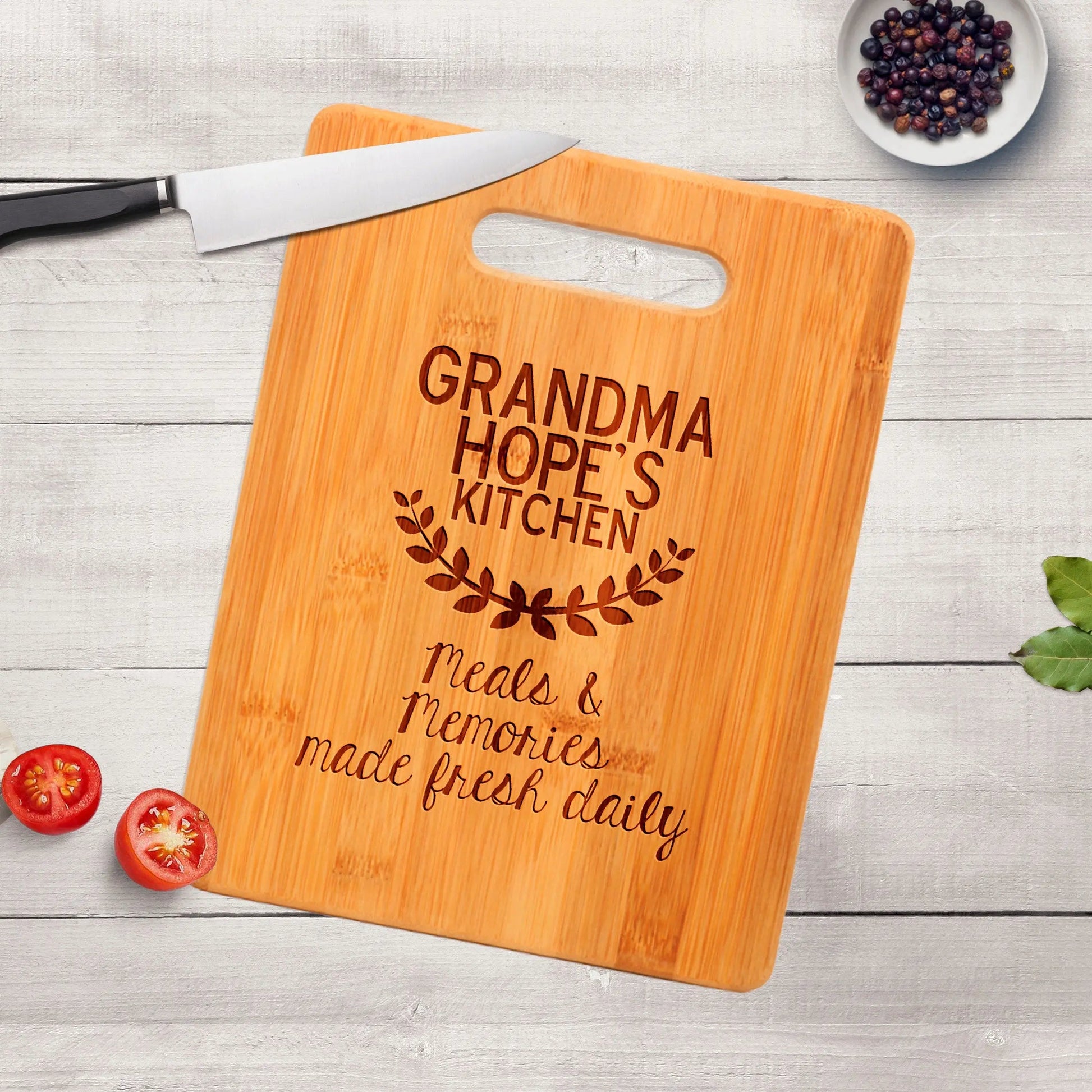 Grandma's Kitchen Cutting Board - Personalized Mother's Day Gift for Her, Mom, Nana, Grandmother Joyful Moose