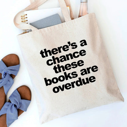 Book Bag, Overdue Library Books Funny Canvas Tote Bag Joyful Moose