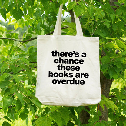 Book Bag, Overdue Library Books Funny Canvas Tote Bag Joyful Moose