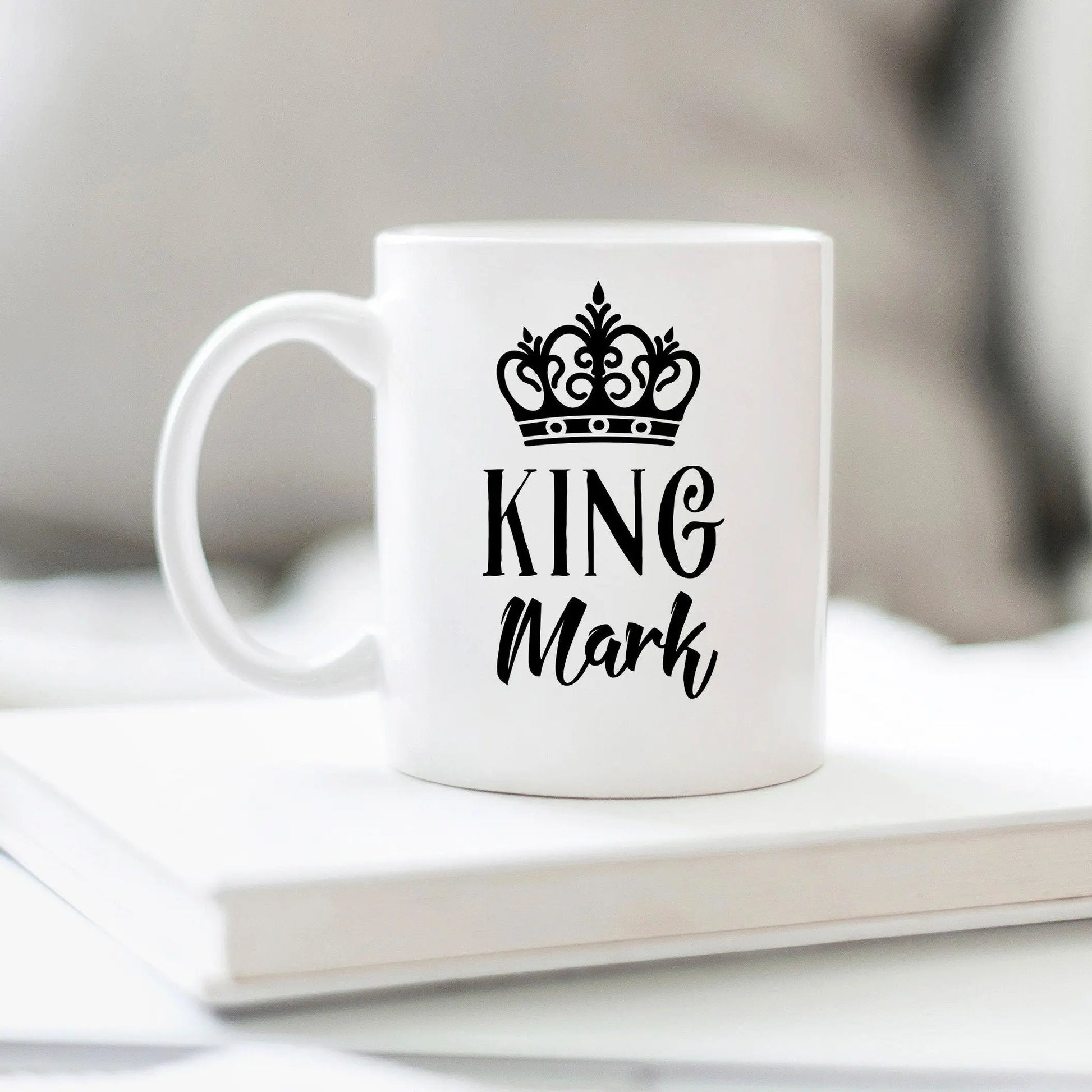 Personalized King Coffee Mug for Him - Custom Crown Birthday Gift for Men Joyful Moose