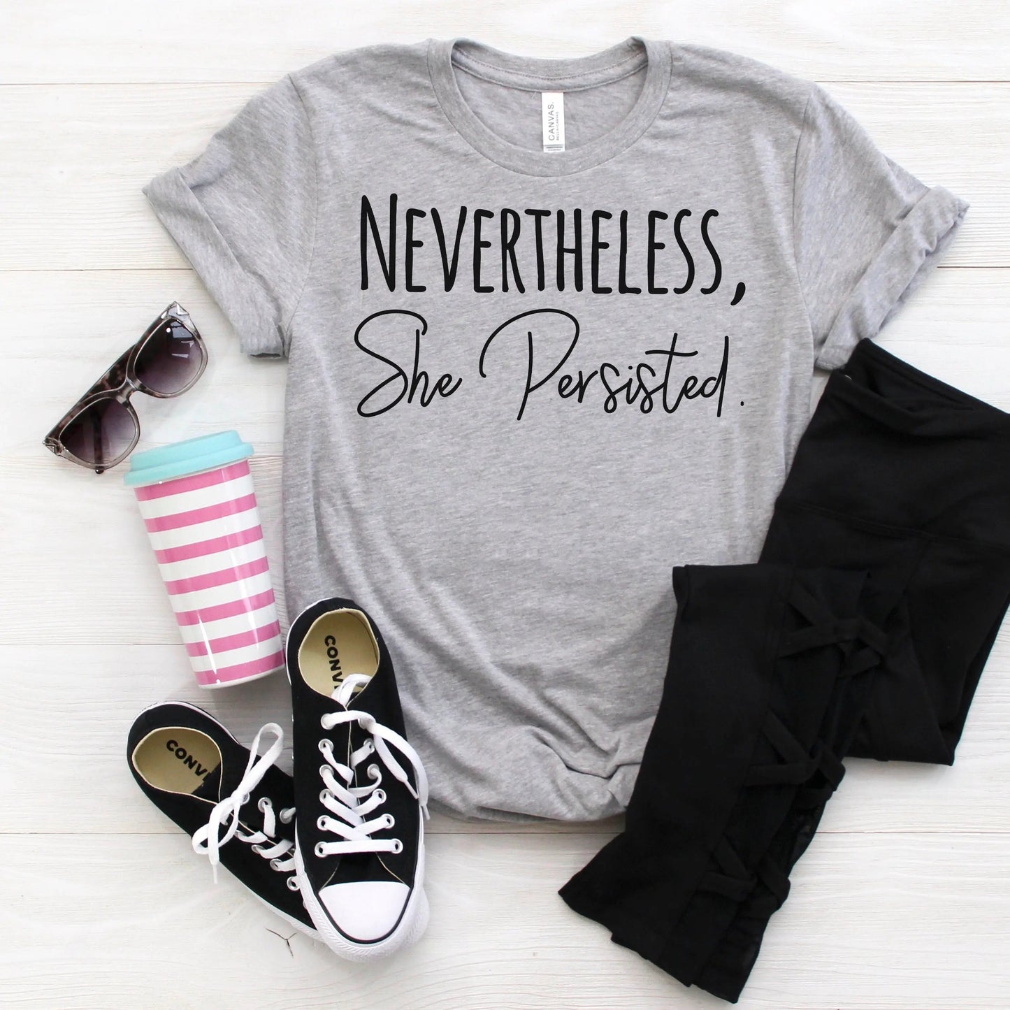 Nevertheless She Persisted Shirt - Women's Graphic Tee With Trendy Black Design Joyful Moose