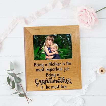 Grandmother Photo Frame - Mothers Day Gift for Grandma - Wood Picture Frame Inspirational Quote Joyful Moose