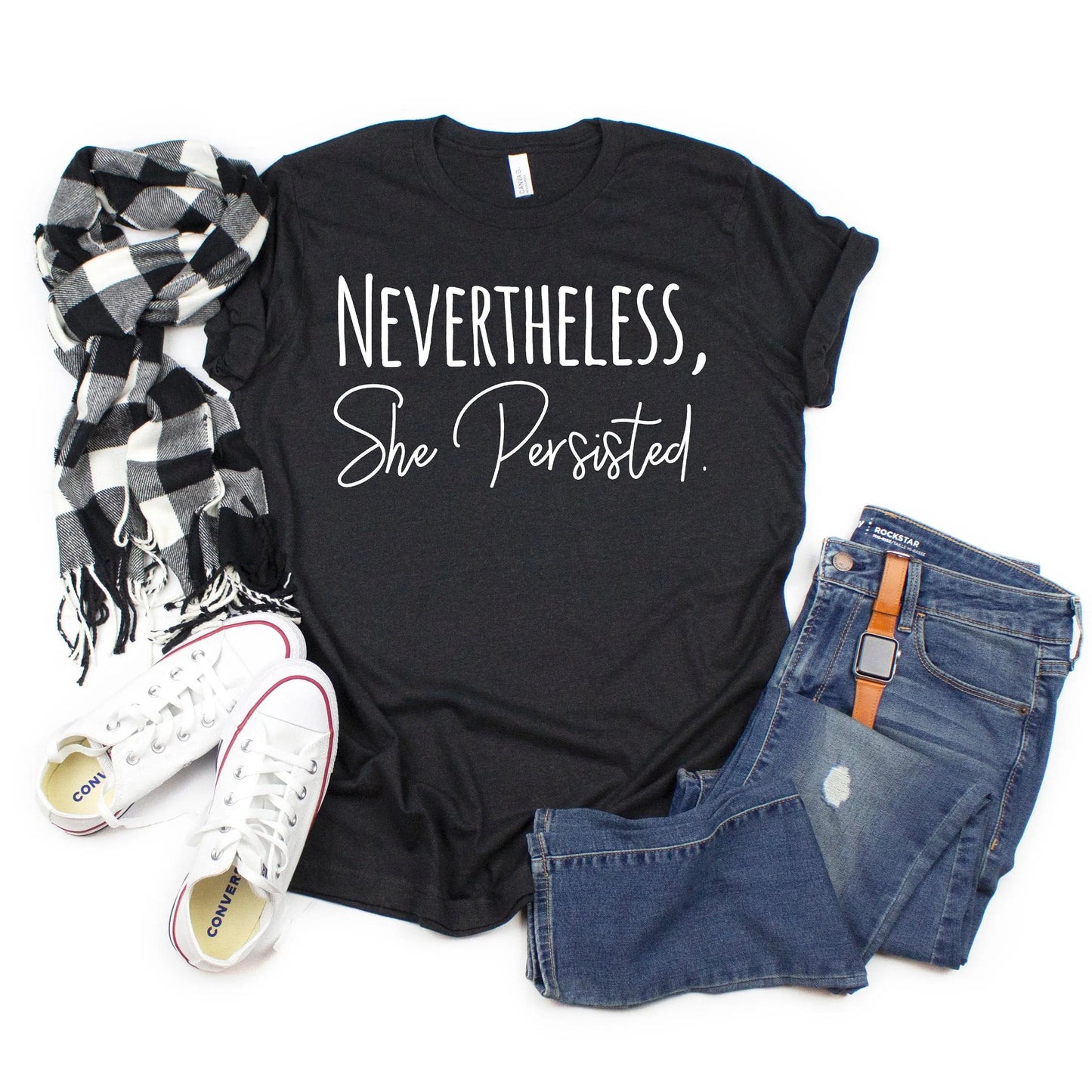 Nevertheless She Persisted Shirt - Women's Graphic Tee With Trendy Black Design Joyful Moose