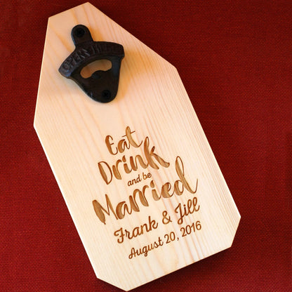 Wedding Gift Personalized Sign Wood Bottle Opener Joyful Moose