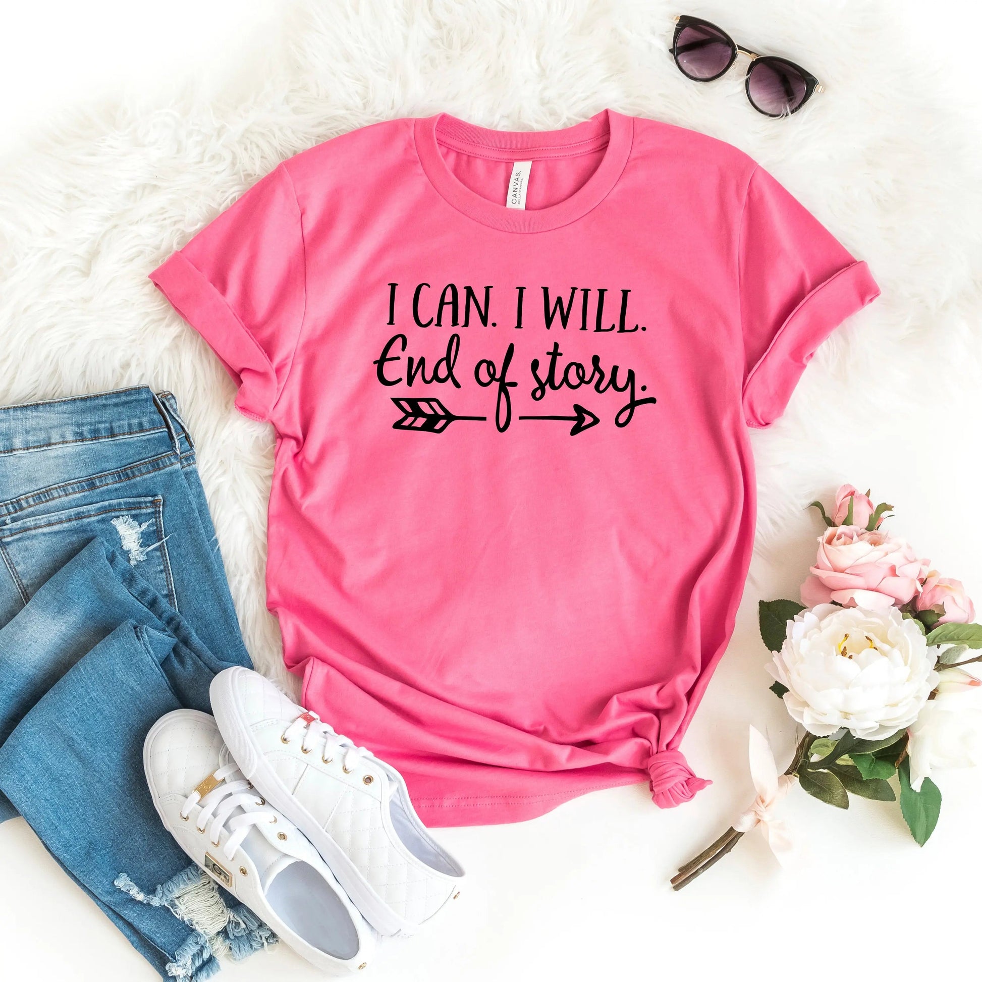 Motivational Workout Shirt | Soft Cotton Bella Canvas Tee With Arrow Design Joyful Moose