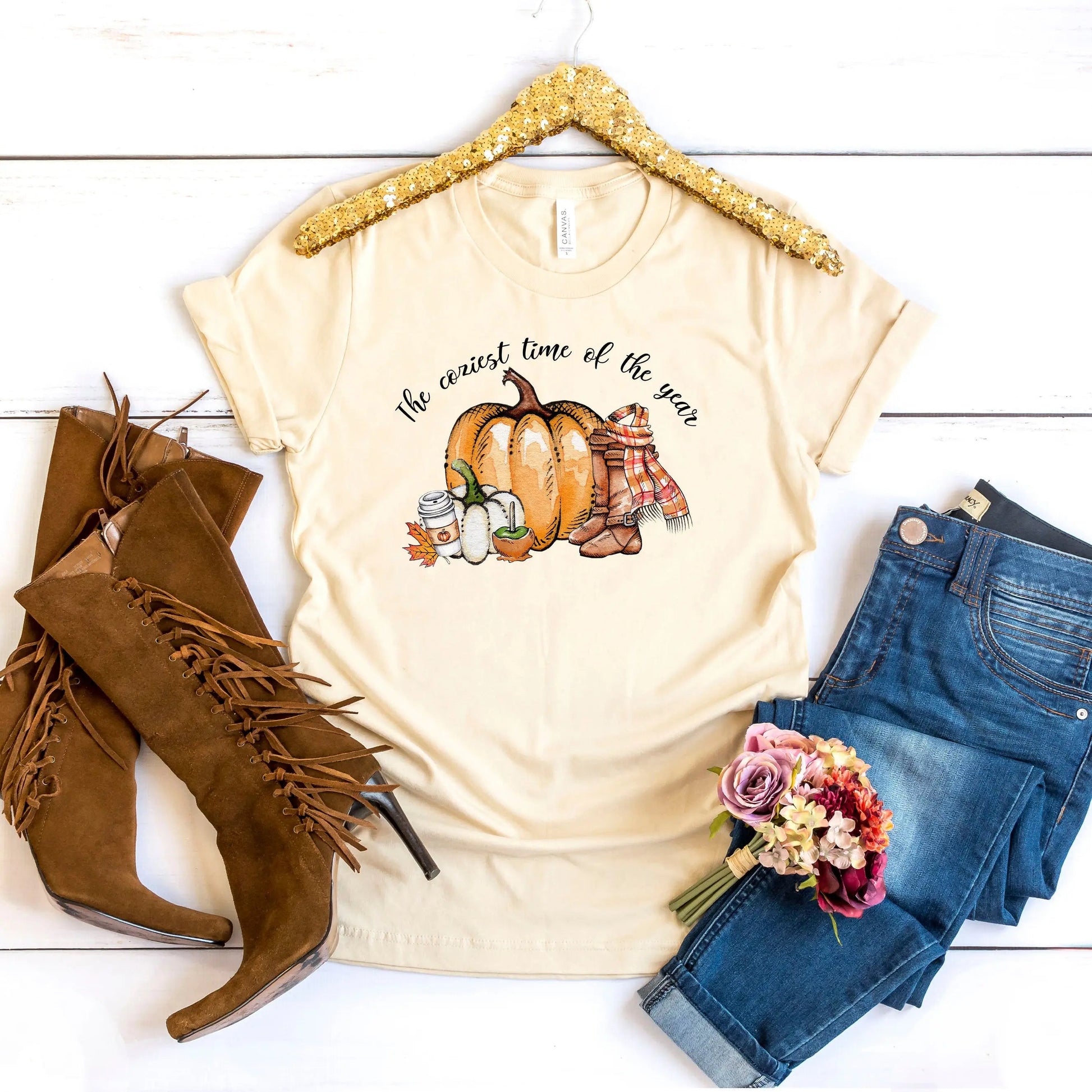 Fall Tshirts for Women, Fall Shirt Women, Graphic Pumpkin Tee, Thanksgiving Shirt for Her Joyful Moose