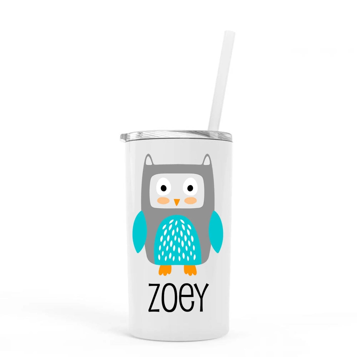 Personalized Kids Stainless Steel Tumblers w/ Straw Joyful Moose