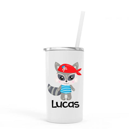Personalized Kids Stainless Steel Tumblers w/ Straw Joyful Moose