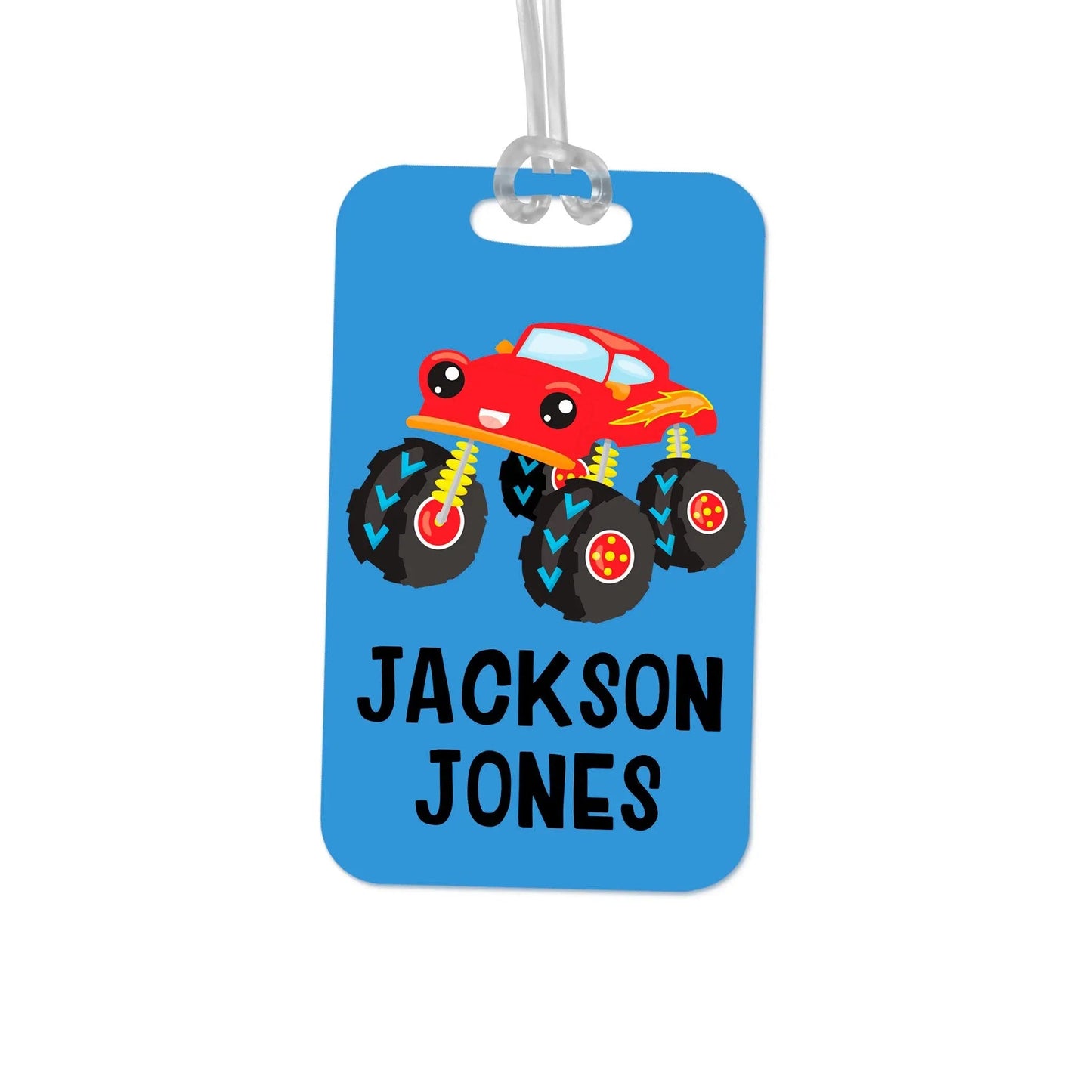 Boys Backpack Name Tag, Monster Truck School Bag Tag, Boy Back to School Gift Joyful Moose