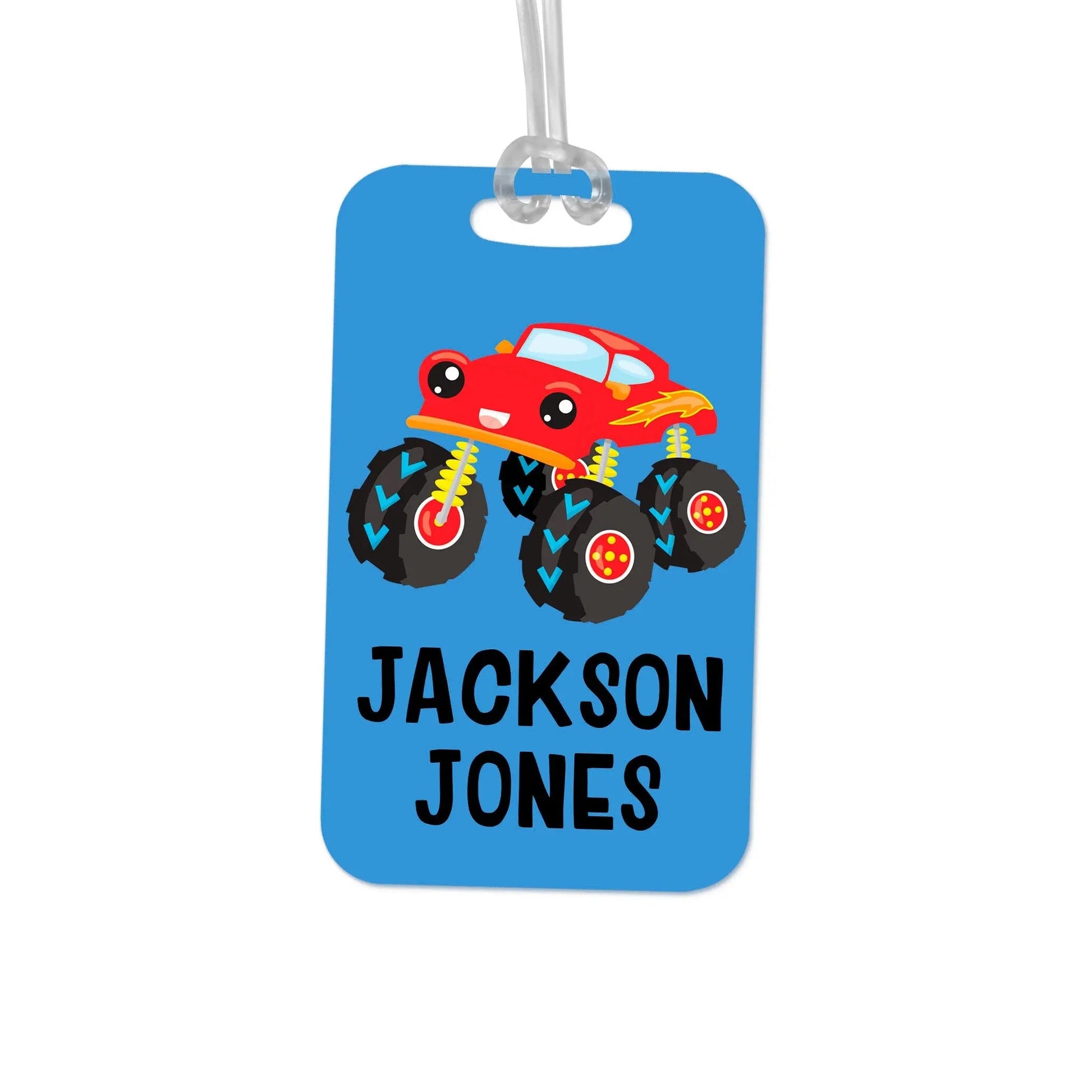 Boys Backpack Name Tag, Monster Truck School Bag Tag, Boy Back to School Gift Joyful Moose
