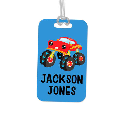 Boys Backpack Name Tag, Monster Truck School Bag Tag, Boy Back to School Gift Joyful Moose