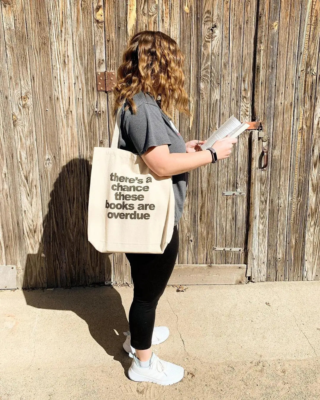 Book Bag, Overdue Library Books Funny Canvas Tote Bag Joyful Moose