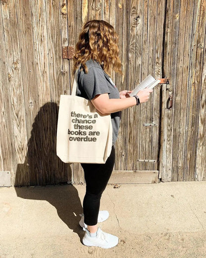 Book Bag, Overdue Library Books Funny Canvas Tote Bag Joyful Moose