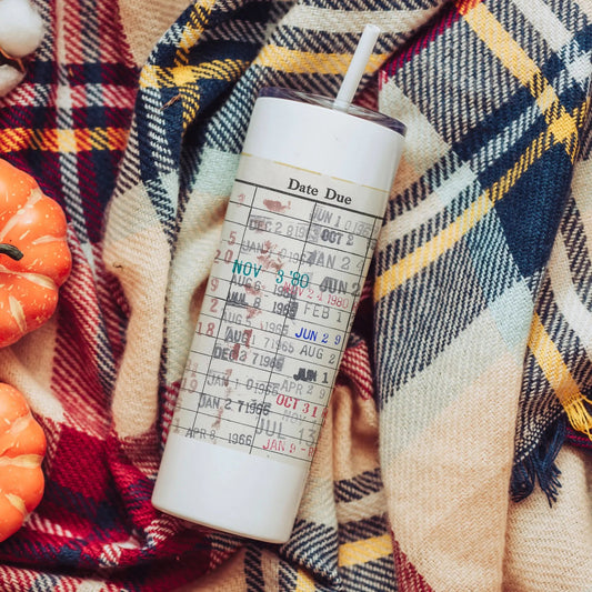 Library Water Bottle – Vintage Library Tumbler, Insulated Skinny Tumbler Gift for Bookworm Joyful Moose